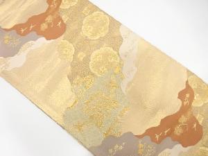 道長取りに華文・鶴模様織り出し袋帯